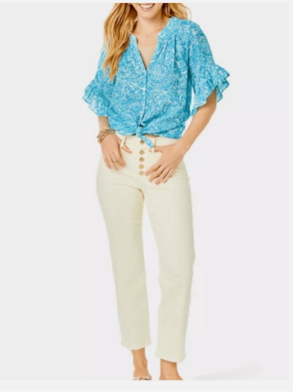 Lilly Pulitzer South Ocean High Rise Straight Leg Lemon Meringue Jean